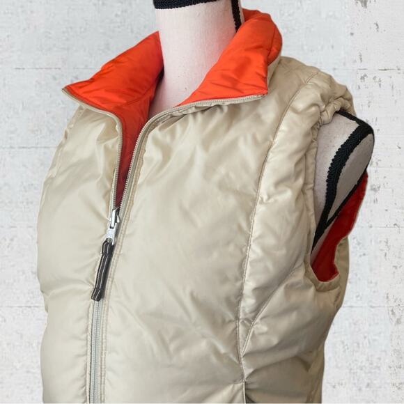 VTG 1995 NIKE Women’s Reversible Down Puffer Vest Size M Orange/Cream Sporty - Picture 6 of 15
